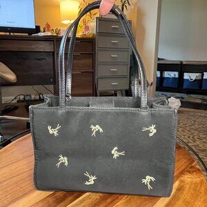 Sunny Hawaii Embroidered Palm Trees Black Purse